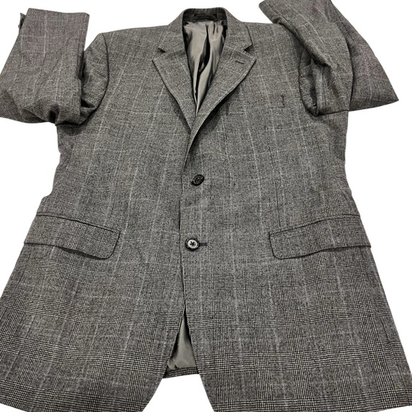 Lauren Ralph Lauren Men’s Blazer Suit Jacket Size 42 R Wool Gray Glen Plaid - Picture 7 of 15